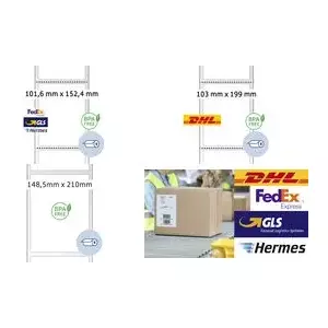 Shipping labels Herma 58300 perforated 101.6 x 152.4 mm, pack size unspecified