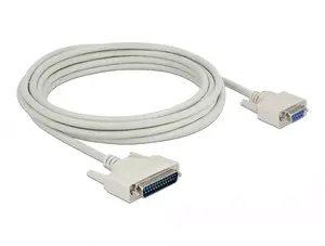 Serial cable DELOCK 86876 D-Sub 25 Pin to D-Sub 9 Pin, beige, 5 m