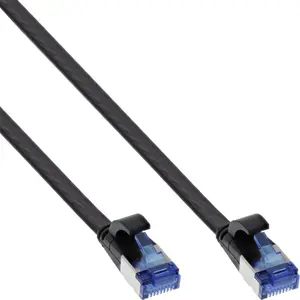 Патч-кабель InLine плоский U/FTP Cat.6A TPE безгалогенный черный 0.25м