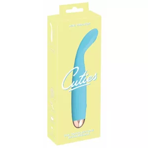 Vibrator Cuties Silicone Blue — small waterproof vibrator, 18.7 cm total, 14 cm insertion, Ø 3.1 cm, 7 vibration modes, USB rechargeable