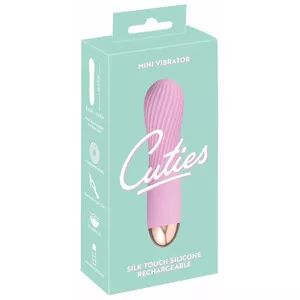 Mini vibrator Cuties Silicone Rose — compact USB-rechargeable, waterproof, 12.5 cm, Ø 2.3–3 cm, 7 vibration modes