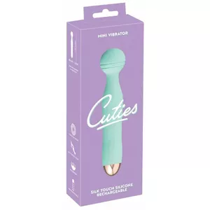 Mini vibrator Cuties Silicone Green — rechargeable, waterproof, 17.2 cm, Ø 1.5–3.5 cm, 7 modes
