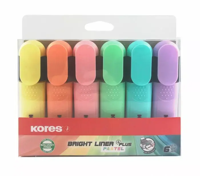 Marķieru komplekts KORES BRIGHT LINER PLUS 6 gb. TM36166 Photo 2