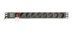 Barošanas sadalītājs GEMBIRD EG-PDU-014 — 8× Type F kontaktligzdas, 16 A, kabelis 3 m, 1U, 3680 W, melns