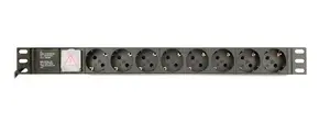 Barošanas sadales bloks GEMBIRD EG-PDU-014-C14, 8 AC rozetes, C14 ieeja, 3 m kabelis, 1U, 3680 W, 10 A, alumīnijs, melns