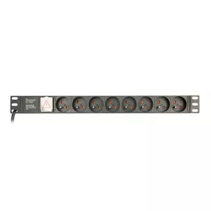 Barošanas sadalītājs Gembird EG-PDU-014-FC14, 8 AC kontaktligzdas, C14 ieeja, kabelis 3 m, alumīnija korpuss 1U, 10 A, 3680 W