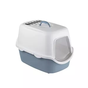 Закрытый кошачий туалет Stefanplast Cathy 56×40×40 см, бело‑голубой
