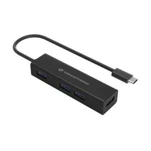 Conceptronic HUBBIES07B interfeisa centrmezgls USB 3.2 Gen 1 (3.1 Gen 1) Type-C 5000 Mbit/s Melns