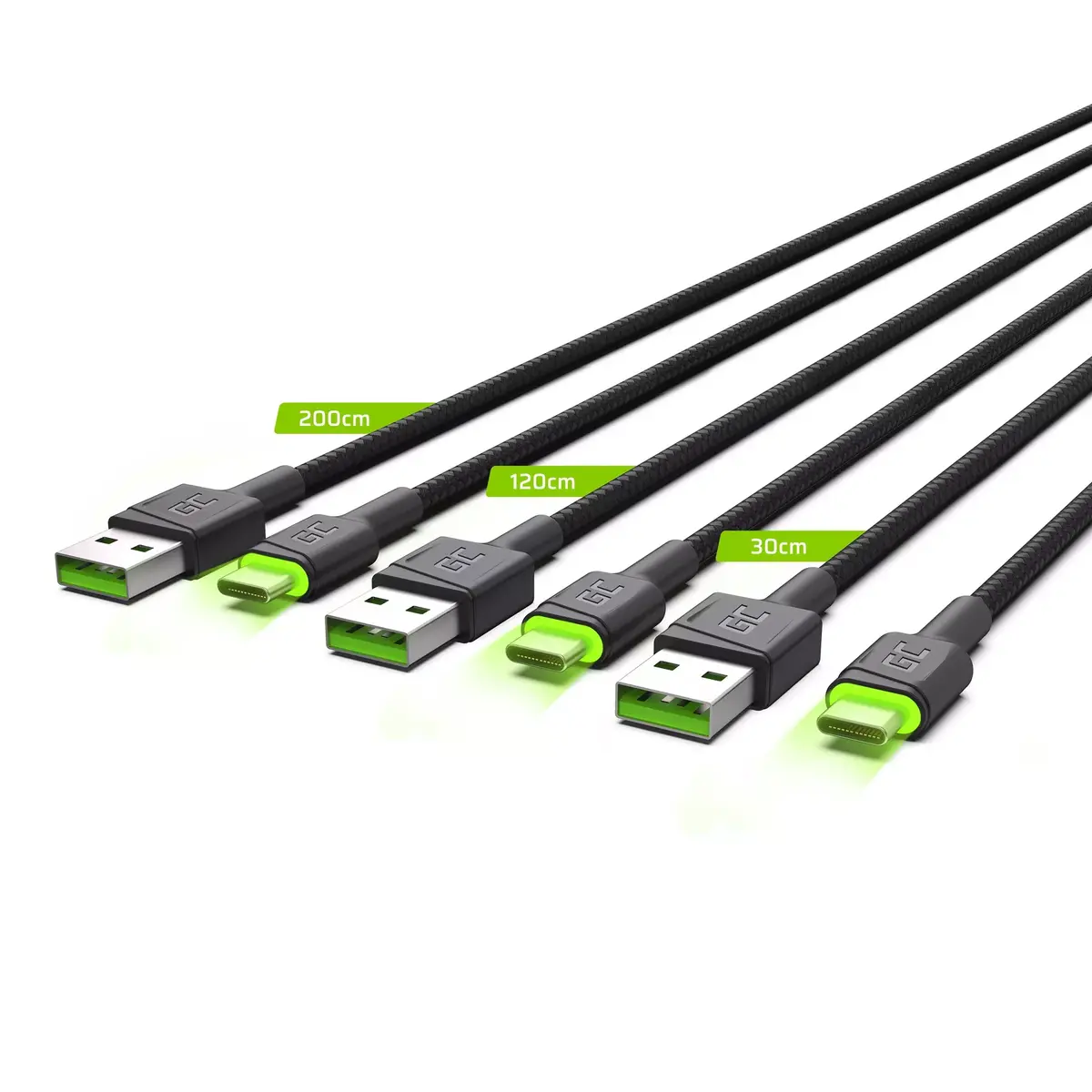USB-C kabeļu komplekts Green Cell GC Ray — USB A uz USB C Photo 3