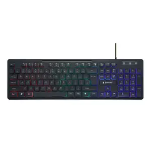 Wired USB keyboard GEMBIRD KB-UML-02 — 104-key full-size, US English layout, LED backlight, 1.4 m cable, black