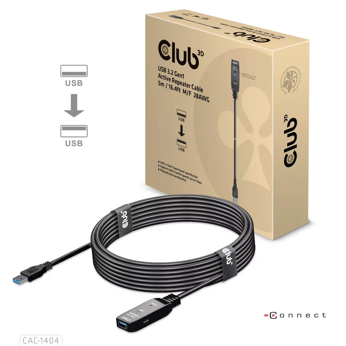 USB 3.2 Gen1 активный удлинитель CLUB3D CAC-1404 Photo 2
