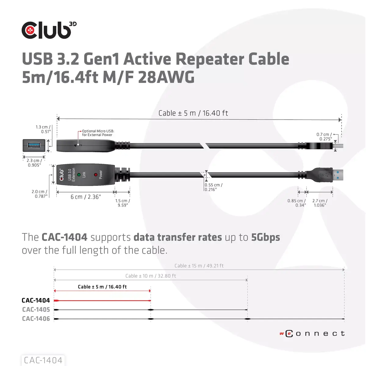 USB 3.2 Gen1 активный удлинитель CLUB3D CAC-1404 Photo 4