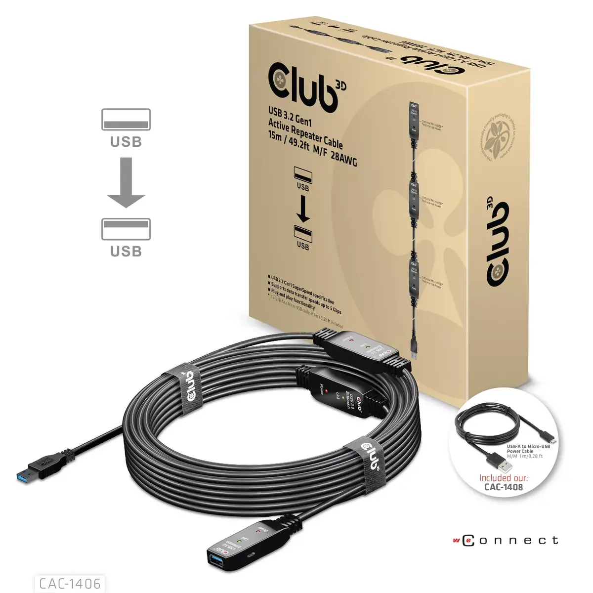 USB 3.2 Gen1 активный удлинитель CLUB3D CAC-1406 Photo 3