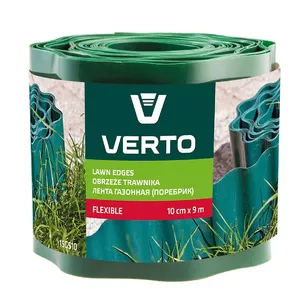 Garden edging roll Verto 15G510 — plastic, green, 100 mm height, 9 m length