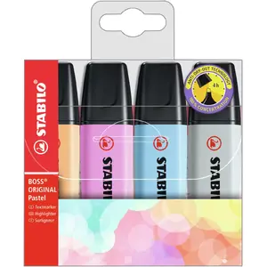 Tālpildzējs Stabilo Boss Original Pastel komplekts 4 gab. — slīpais gals, daudzkrāsains