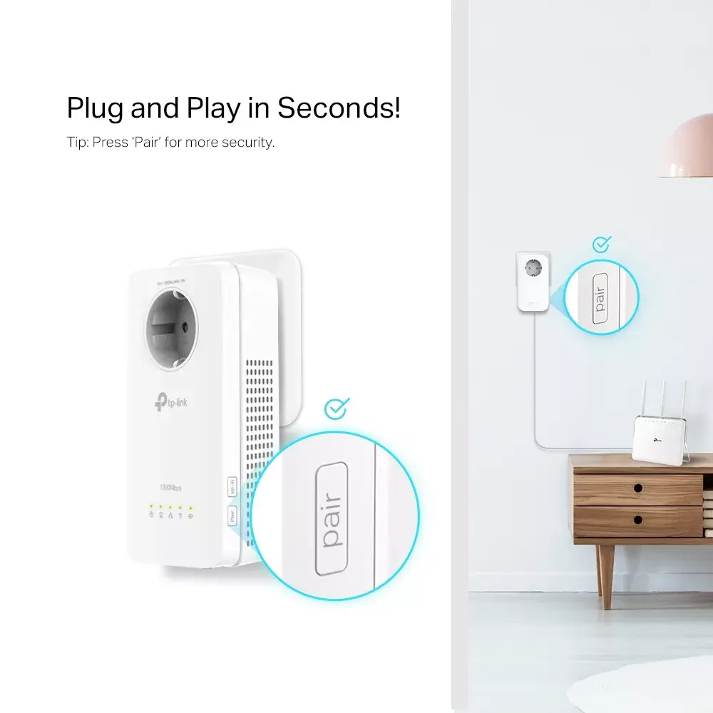 Адаптер Powerline TP-Link TL-WPA1300P KIT Photo 6