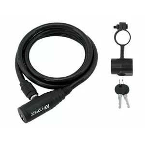 Спиральный трос-замок Force F ECO Black 65572 — спиральная конструкция, компактный замок для велосипеда