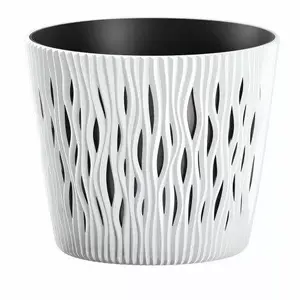 Flower Pot Prosperplast Sandy Round DSR160-S449 — plastic round planter, white