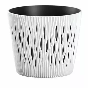 Puķu pods Prosperplast Sandy Round 22×26 cm balts, plastmasas ar drēnāžu