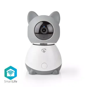IP security camera Nedis WIFICI30CGY — Indoor, 1920×1080, Wi‑Fi, 105° FOV, Night vision 10 m, Desk/Wall mount, Grey/White