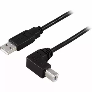 Кабель USB 2.0 DELTACO Type A с угловым разъёмом — Type B, 1 м, чёрный