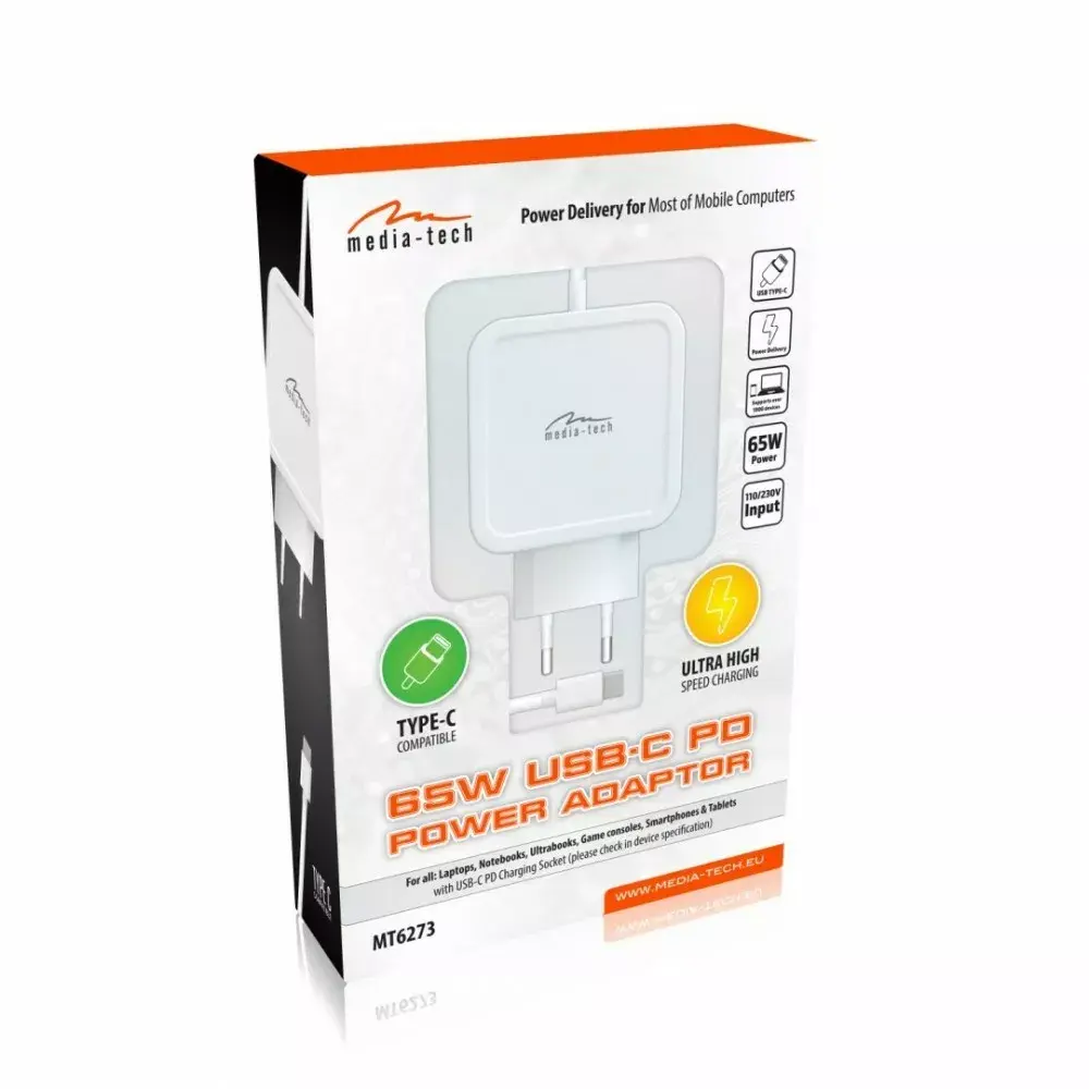MEDIA-TECH 65W USB‑C PD MT6273 adapteris Photo 2