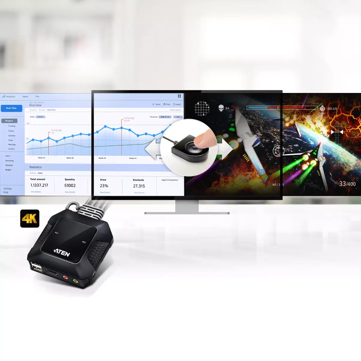 KVM slēdzis ATEN 2-Port USB 4K HDMI Cable Photo 9