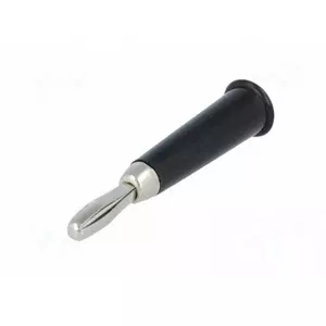 Banāna kontaktdakša 4 mm, neizolēta, melna, 60 V DC, maksimālais vada Ø 5 mm