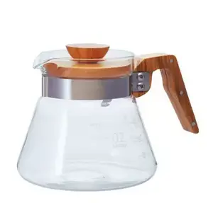 Coffee pot HARIO VCWN-60-OV 0.6 L — Glass carafe with stainless steel and wood elements