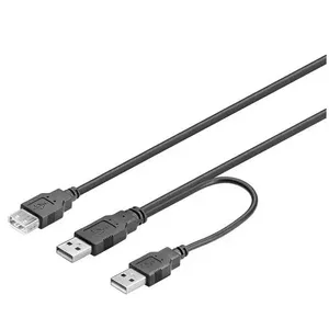 USB kabelis Deltaco USB2-16 0.3m 2x USB A melns