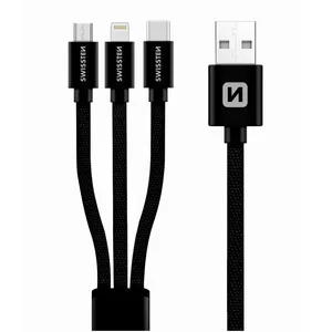 USB-C / Lightning / Micro USB 3in1 Data Cable 1.2m Black — SWISSTEN