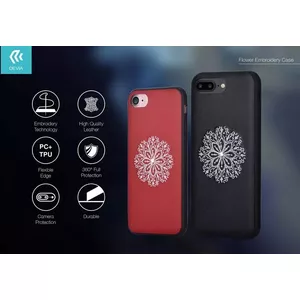 Чехол для iPhone 7 Plus/8 Plus Devia — вышивка цветы, чёрный