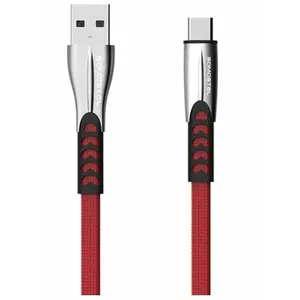 Кабель SOMOSTEL SMS-BW02 USB-A на USB-C, 1 м, красный, металлические штекеры