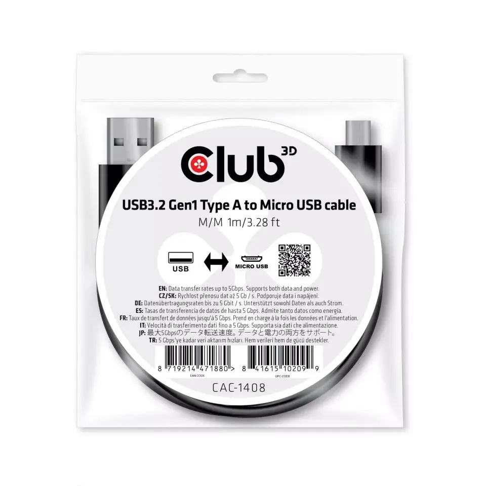 USB 3.2 Gen1 Type-A к Micro USB Кабель CLUB3D CAC-1408 Photo 2
