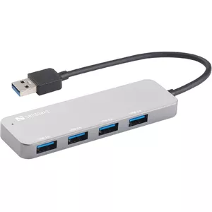 USB‑хаб SANDBERG SAVER 4 порта, USB 3.2 Gen 1 Type‑A, 5 Гбит/с, алюминий, серебристый