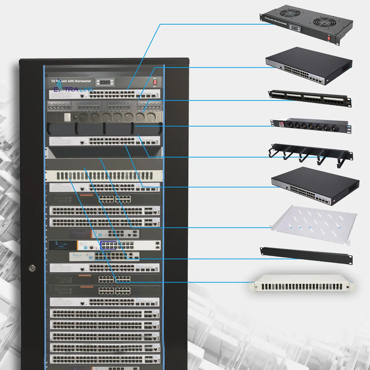 Extralink Freestanding Rackmount Cabinet 42U Photo 14