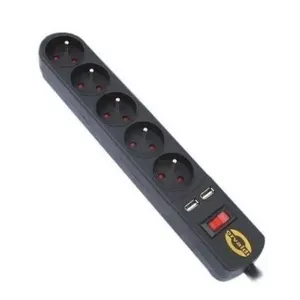 Strāvas pagarinātājs ar pārsprieguma aizsardzību ORVALDI ORV-5 1,5 m ar USB lādētāju