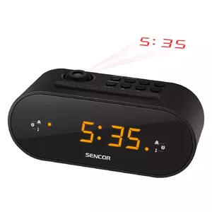 Clock radio SENCOR SRC 3100 B — digital tuner FM, LED display, projection, AC/battery power