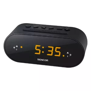 Clock radio SENCOR SRC 1100 — FM 87.5–108 MHz, dual alarm, LED display, black