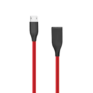 USB Micro-B kabelis extra digital, silikona pārklājums, sarkans, 2 m garums