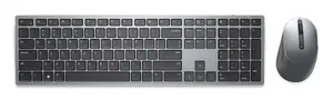 Комплект клавиатура и мышь Dell KM7321W — полноразмерная RF Wireless + Bluetooth, русская QWERTY, титан/серый
