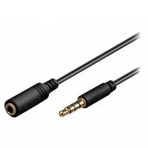 Audio kabelis 3,5 mm 4 kontaktu, spraudnis uz 4 kontaktu ligzdu, 2 m, melns