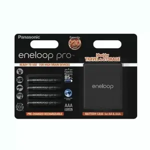 Uzlādējams Ni‑MH AAA akumulators Panasonic eneloop pro ar uzglabāšanas kārbiņu, modelis 159361
