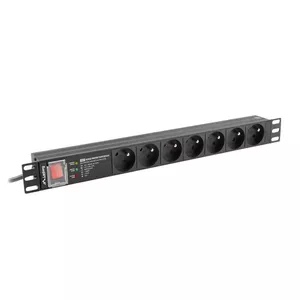 Lanberg PDU-PRO-07E-0200-BK energosadales vienība, PDU 6 Maiņstrāvas izvade (-s) 1U Melns