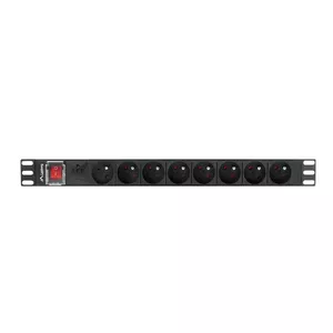 Lanberg PDU-08E-0200-BK energosadales vienība, PDU 8 Maiņstrāvas izvade (-s) 1U Melns