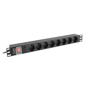 Lanberg PDU-08F-0200-BK energosadales vienība, PDU 8 Maiņstrāvas izvade (-s) 1U Melns