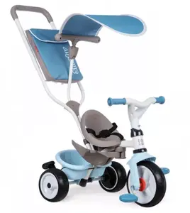 Trīsriteņis SMOBY Balade Plus — Push & Pedal, 3 riteņi, 1–4 gadi, melns/zils/pelēks/balts