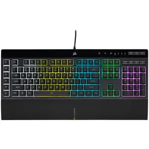 Corsair K55 RGB PRO Gaming Keyboard Wired USB QWERTZ German Layout Black with Dynamic RGB Backlight and Wrist Rest
