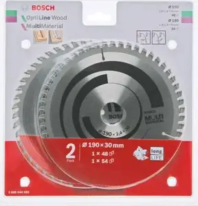 Набор пильных дисков Bosch Optiline Wood Multi Material, модель 2608644655