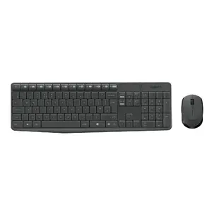 Беспроводной комплект клавиатура и мышь Logitech MK235 Полноразмерная QWERTY Испанская USB Серый